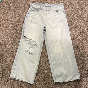 American Eagle Outfitters Distressed Super High-Rise Baggy Wide Leg Jean Size 12